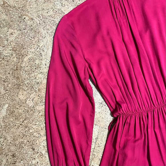 Uniqlo Red Long Sleeve Rayon Wrap Dress / Cover up Sz XXS - Picture 15 of 16